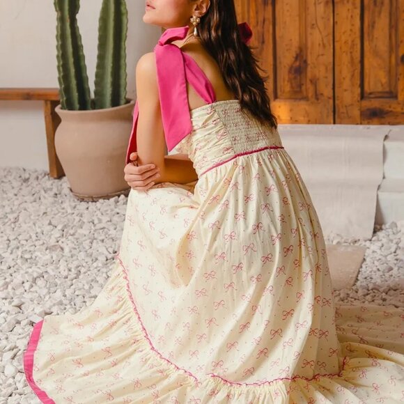 SO ME Ribbon Flowy Maxi Dress‎ with Contrast Trim - Picture 10 of 14